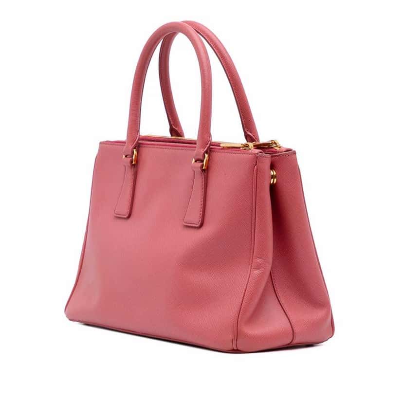Prada Medium Saffiano Lux Galleria Double Zip Tote Pink Leather Good condition - Back View