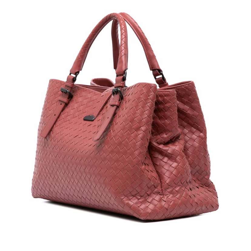 Bottega Veneta Medium Nappa Intrecciato Roma Tote Red Leather Good condition - Back View