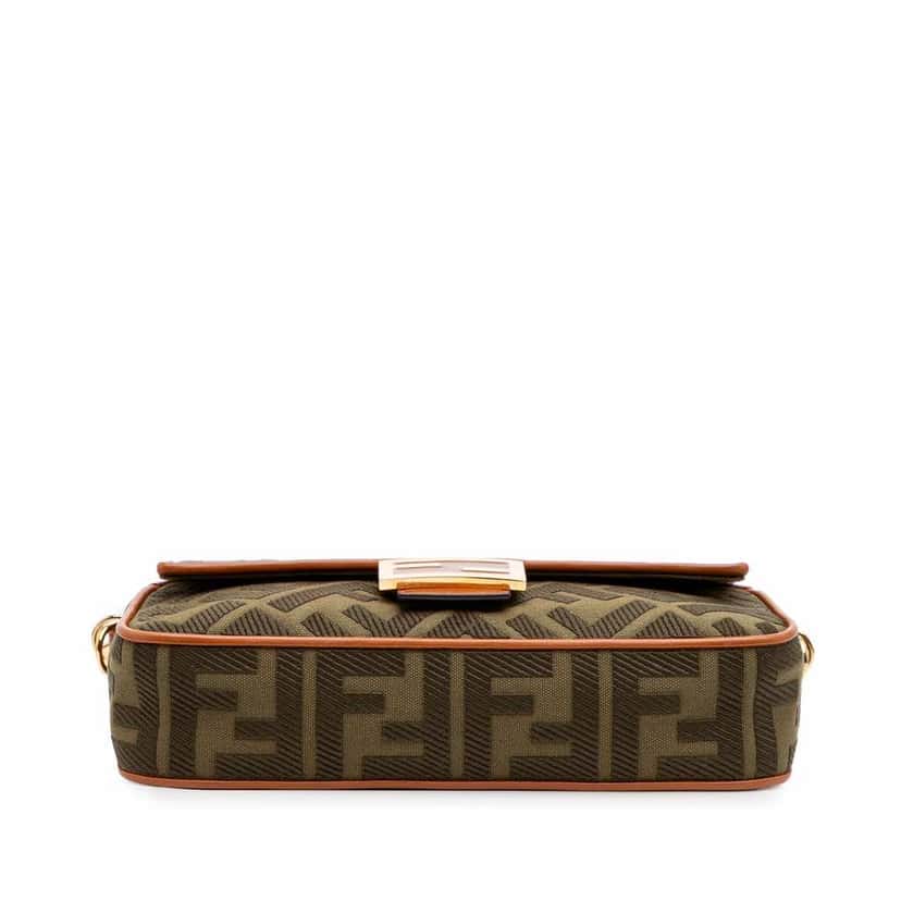 Fendi Zucca Embroidered Canvas Baguette Satchel Brown Canvas Good condition - Inside View