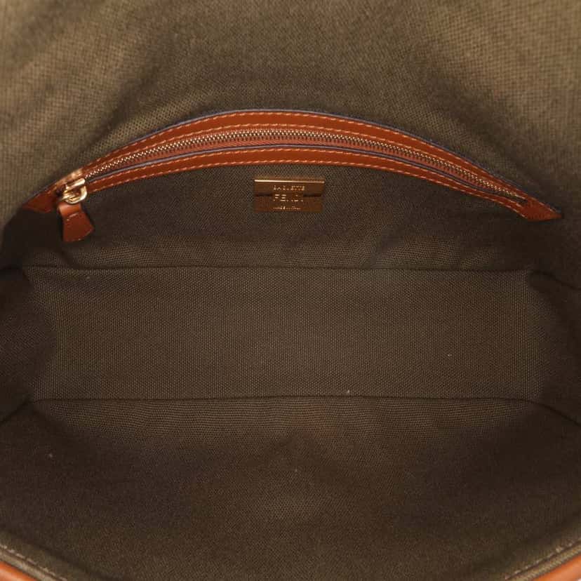 Fendi Zucca Embroidered Canvas Baguette Satchel Brown Canvas Good condition - Model View