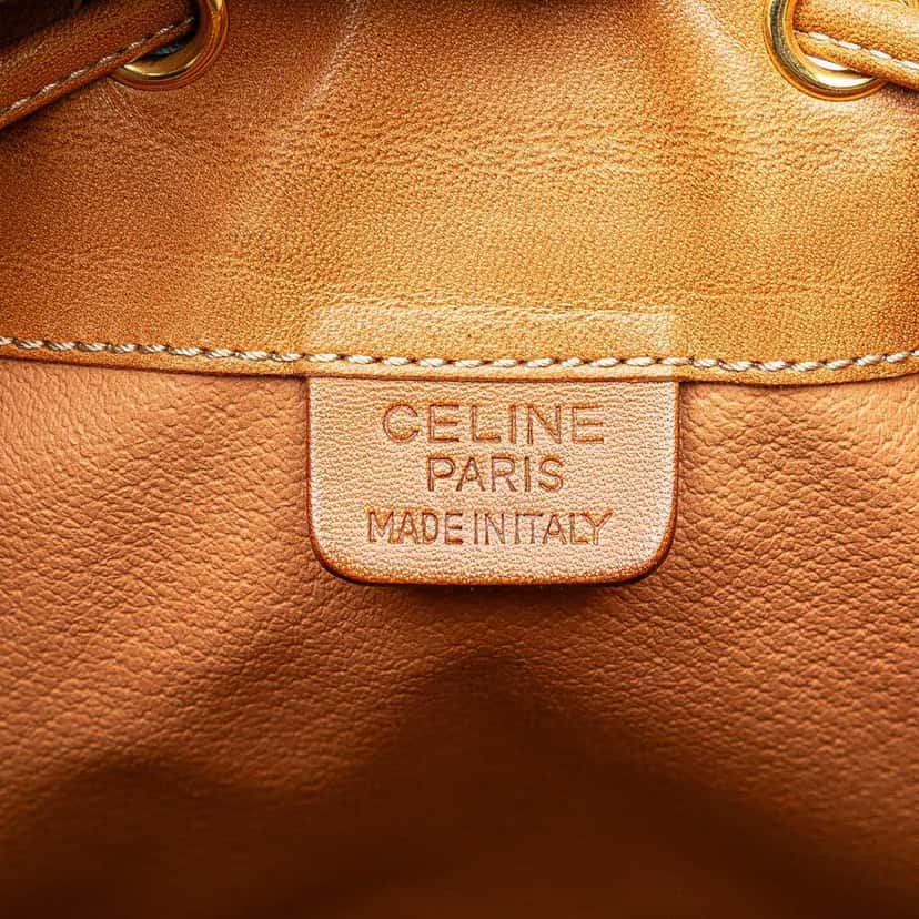 Celine Macadam Coated Canvas Drawstring Bucket Bag Brown Canvas Good condition - Box View