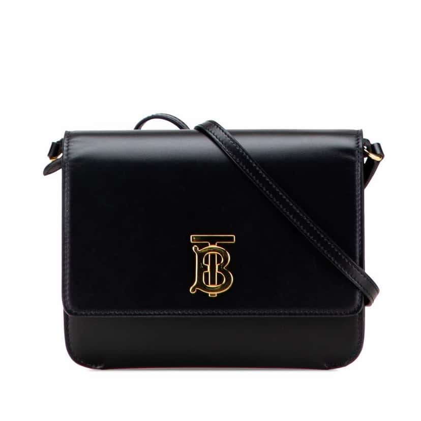 Burberry Mini Leather TB Monogram Flat Crossbody Black Leather Good condition - Front View