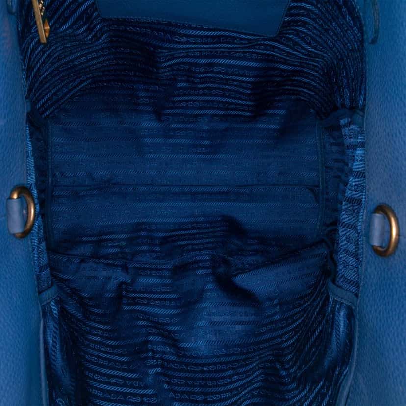 Prada Vitello Daino Open Convertible Tote Blue Leather Fair condition - Model View