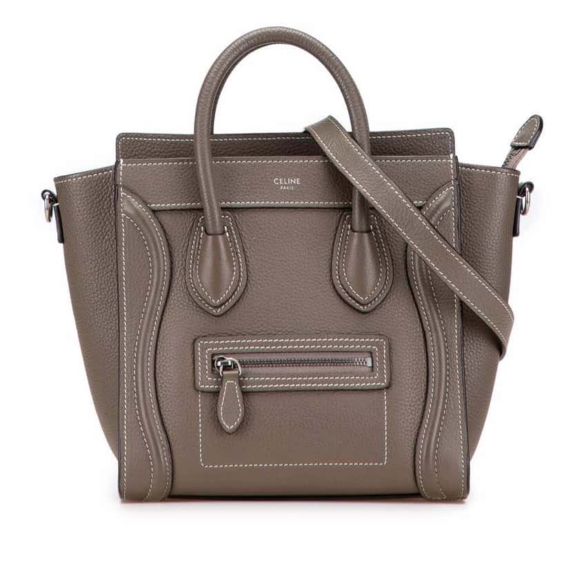 Celine Nano Leather Luggage Tote Brown Leather Good condition - Front View