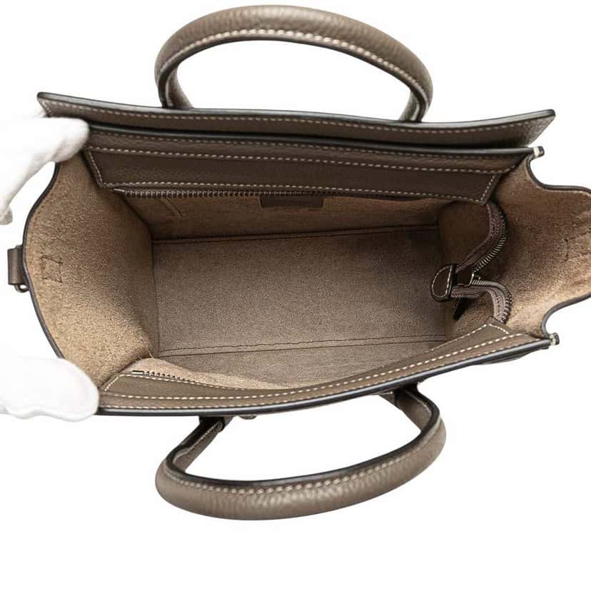 Celine Nano Leather Luggage Tote Brown Leather Good condition - Model View