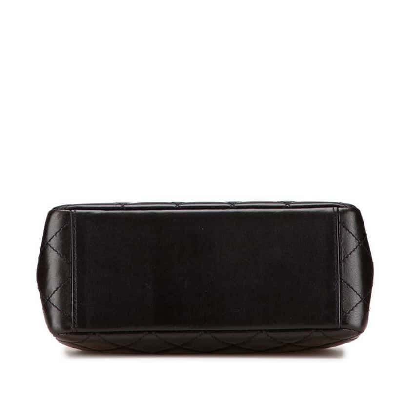 Chanel CC Quilted Lambskin Tortoise Chain Flap Black Leather Good condition - Inside View
