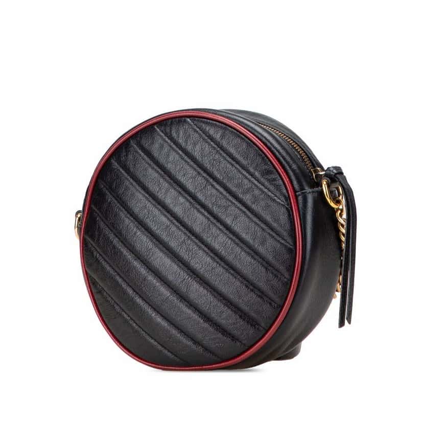 Gucci Mini GG Marmont Matelasse Leather Torchon Round Crossbody Black Leather Good condition - Back View