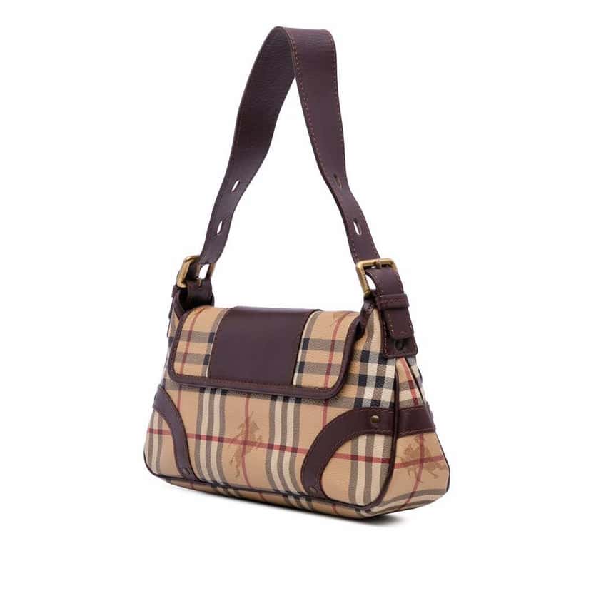 Burberry Haymarket Check Coated Canvas Shoulder Bag Brown Canvas Good condition - Back View
