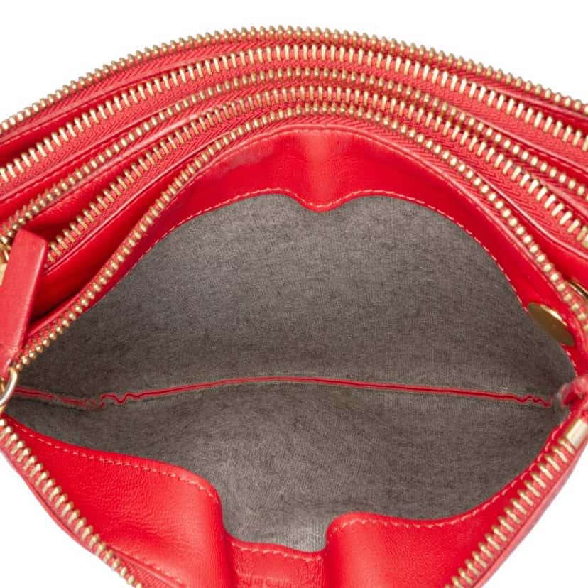 Celine Small Lambskin Trio Crossbody Red Leather Fair condition - Model View