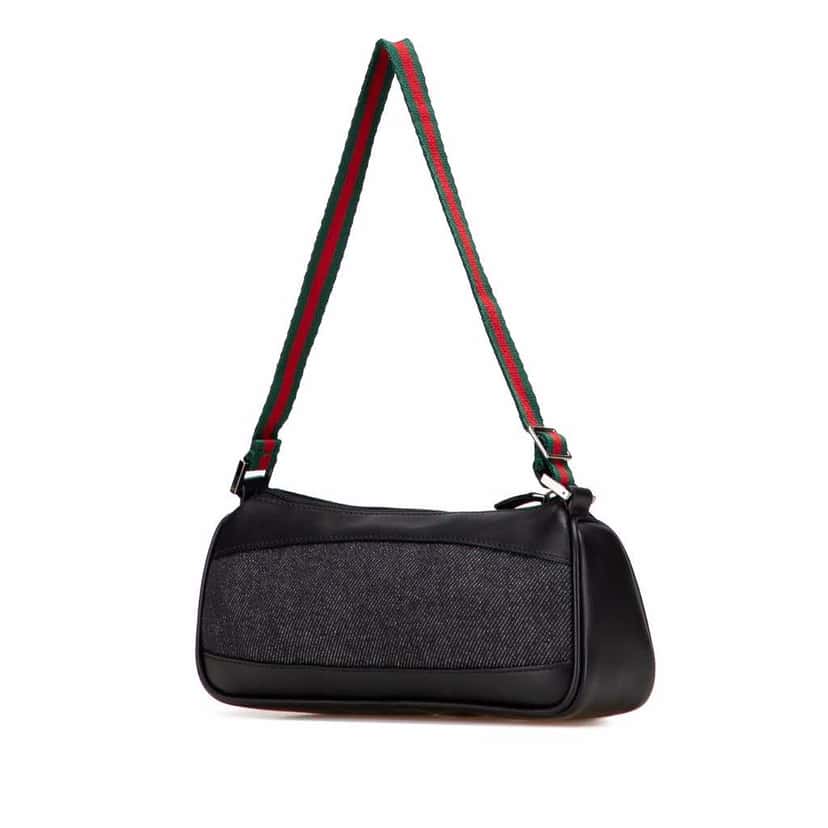 Gucci Denim Web Shoulder Bag Black Denim Very good condition - Back View