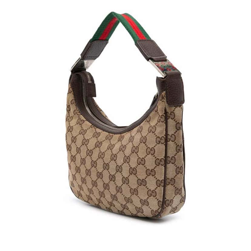 Gucci Small GG Canvas Web Pop Shoulder Bag Brown Canvas Good condition - Back View
