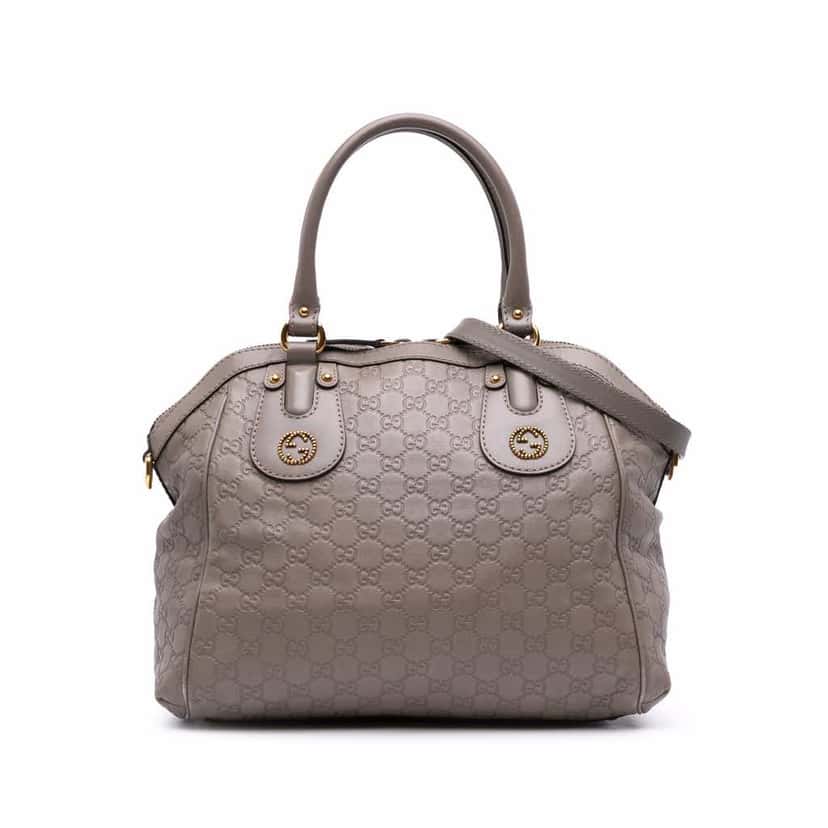Gucci Medium Guccissima Scarlett Satchel Grey Leather Good condition - Front View