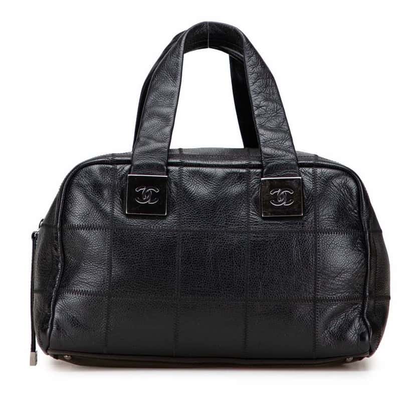 Chanel CC Choco Bar Caviar Stitched Boston Black Leather Good condition - Front View