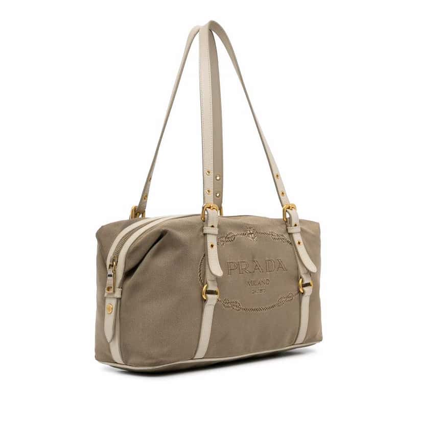 Prada Canapa Logo Shoulder Bag Brown Canvas Fair condition - Back View