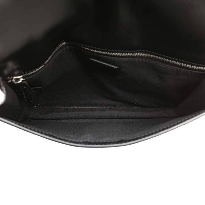 Fendi Calfskin and Canvas FF 1974 Flat Baguette Crossbody Black Leather Good condition - Model View