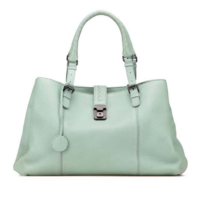 Bottega Veneta Medium Cervo Roma Tote Green Leather Good condition - Front View