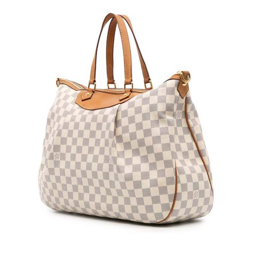 Louis Vuitton Damier Azur Siracusa GM White Canvas Fair condition - Back View