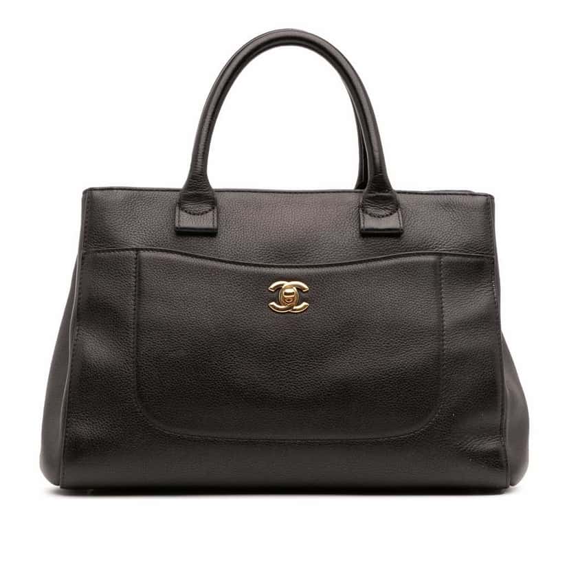 Chanel Small Grained Calfskin Neo Executive Shopper Tote Black Leather Good condition - Front View