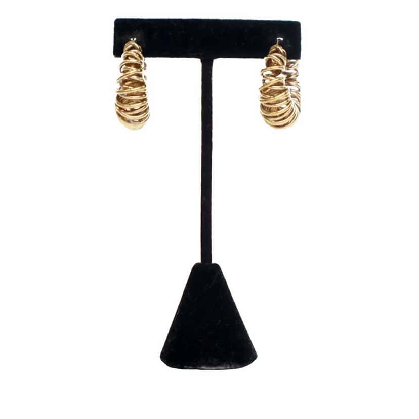 Bottega Veneta Gold Plated Multi Ring Hoop Hinged Earrings Gold Metal Good condition - Front View