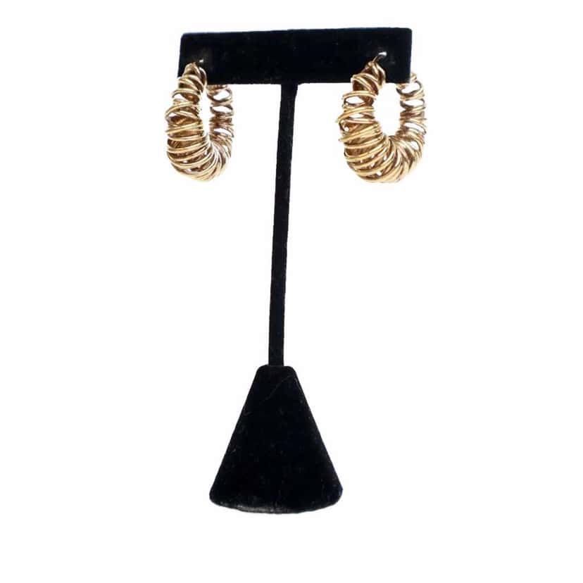 Bottega Veneta Gold Plated Multi Ring Hoop Hinged Earrings Gold Metal Good condition - Back View