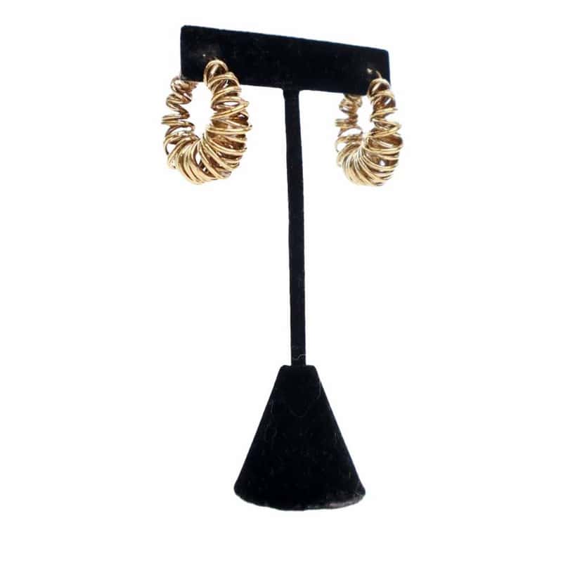 Bottega Veneta Gold Plated Multi Ring Hoop Hinged Earrings Gold Metal Good condition - Inside View