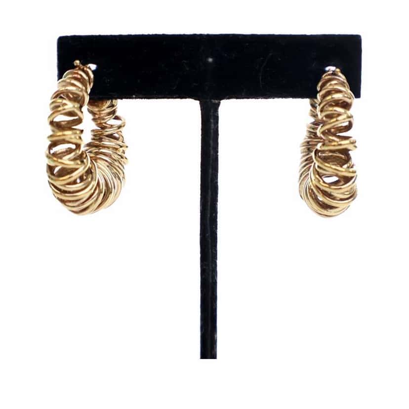 Bottega Veneta Gold Plated Multi Ring Hoop Hinged Earrings Gold Metal Good condition - Model View