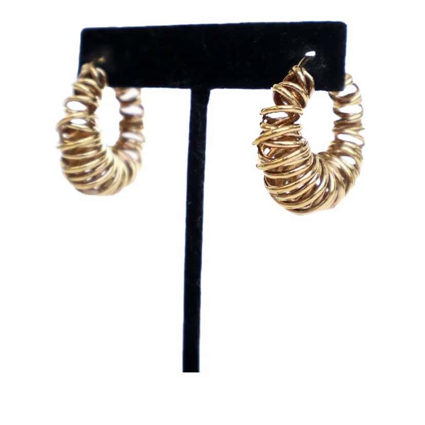 Bottega Veneta Gold Plated Multi Ring Hoop Hinged Earrings Gold Metal Good condition - Box View