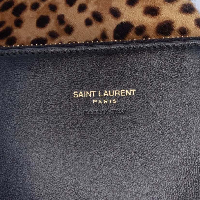 Saint Laurent Small Pony Hair Leopard Print Supple Le 5 a 7 Shoulder Bag Brown Good condition - Box View