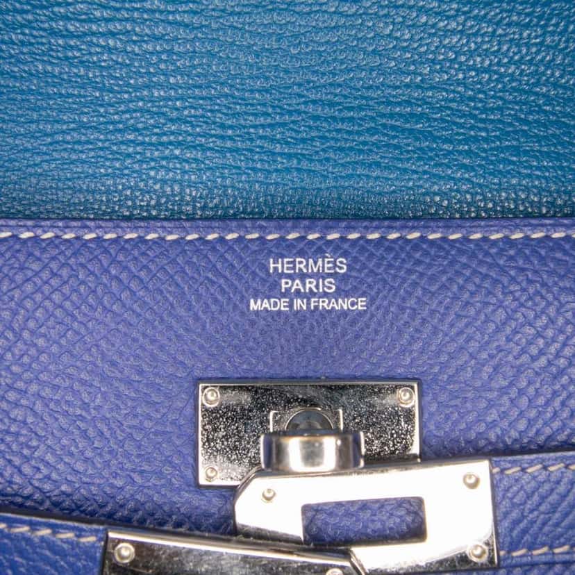 Hermès Epsom Kelly Longue Wallet Blue Leather Good condition - Box View