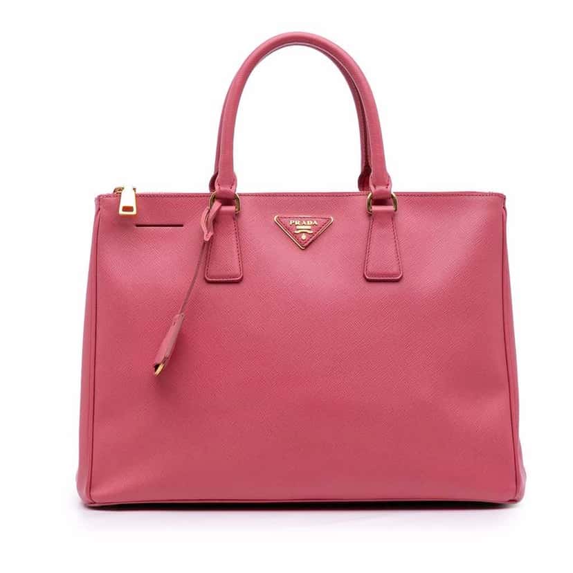 Prada Large Saffiano Lux Galleria Double Zip Satchel Pink Leather Good condition - Front View