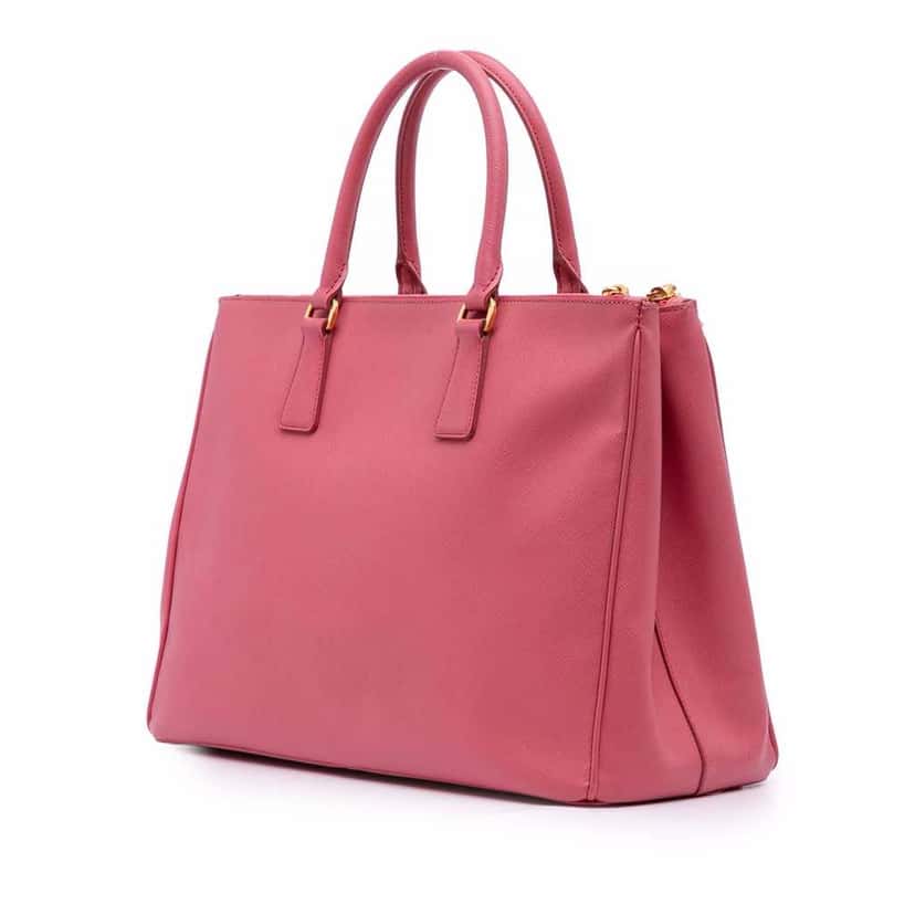 Prada Large Saffiano Lux Galleria Double Zip Satchel Pink Leather Good condition - Back View