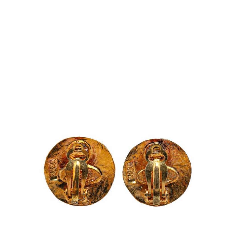 Chanel Gold Plated CC Round Clip On Earrings Gold Metal Fair condition - Back View