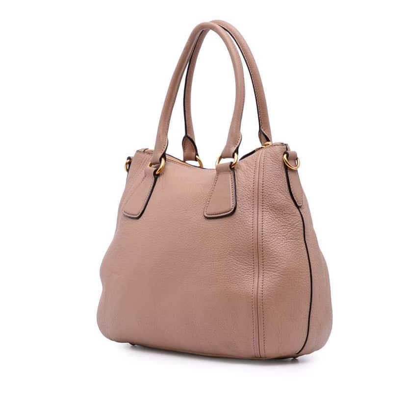 Prada Vitello Daino Sacca 2 Manici Convertible Tote Brown Leather Good condition - Back View