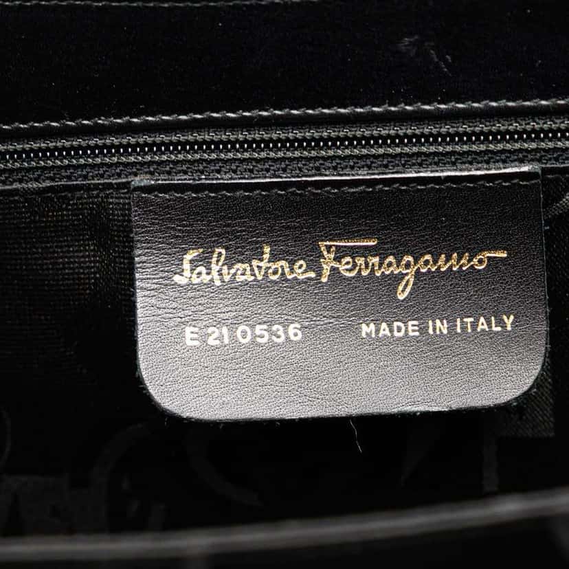 Salvatore Ferragamo Leather Gancini Satchel Black Leather Good condition - Box View