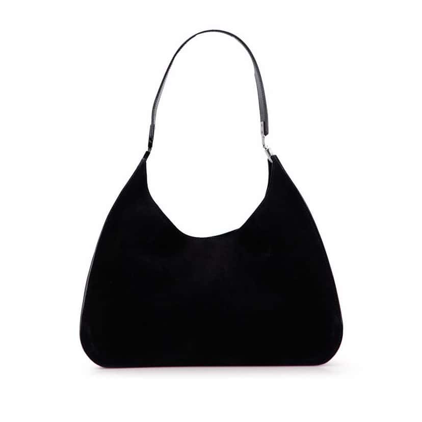 Gucci Suede Shoulder Bag Black Leather Good condition - Front View