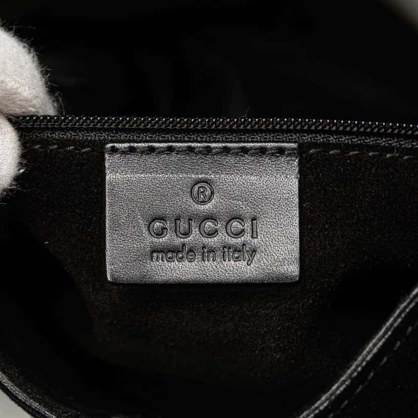 Gucci Suede Shoulder Bag Black Leather Good condition - Box View