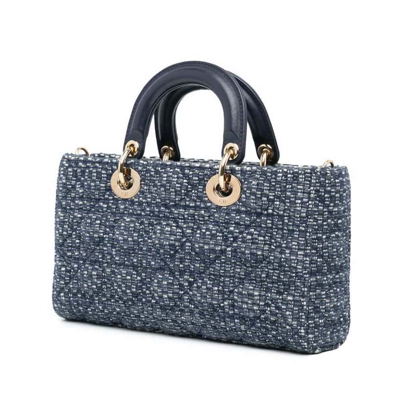 Dior Medium Tweed Cannage Lady D Joy Blue Tweed Good condition - Back View