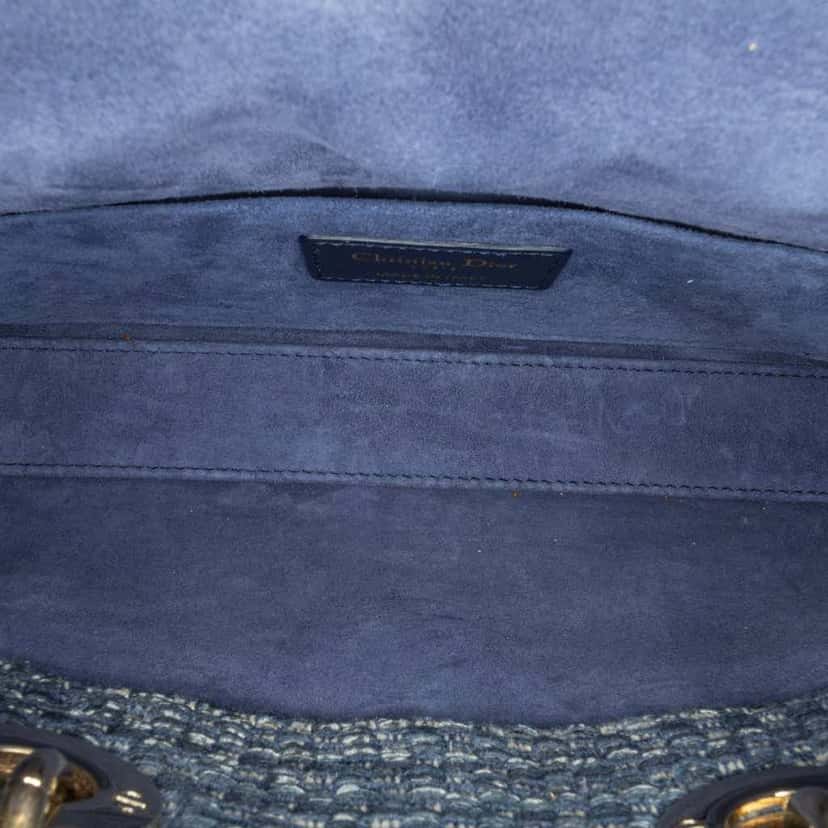 Dior Medium Tweed Cannage Lady D Joy Blue Tweed Good condition - Model View