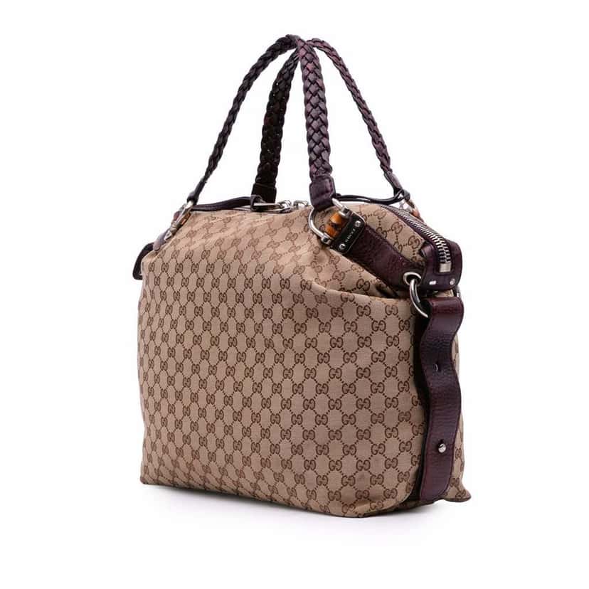 Gucci Large GG Canvas Bamboo Bar Tote Brown Canvas Good condition - Back View