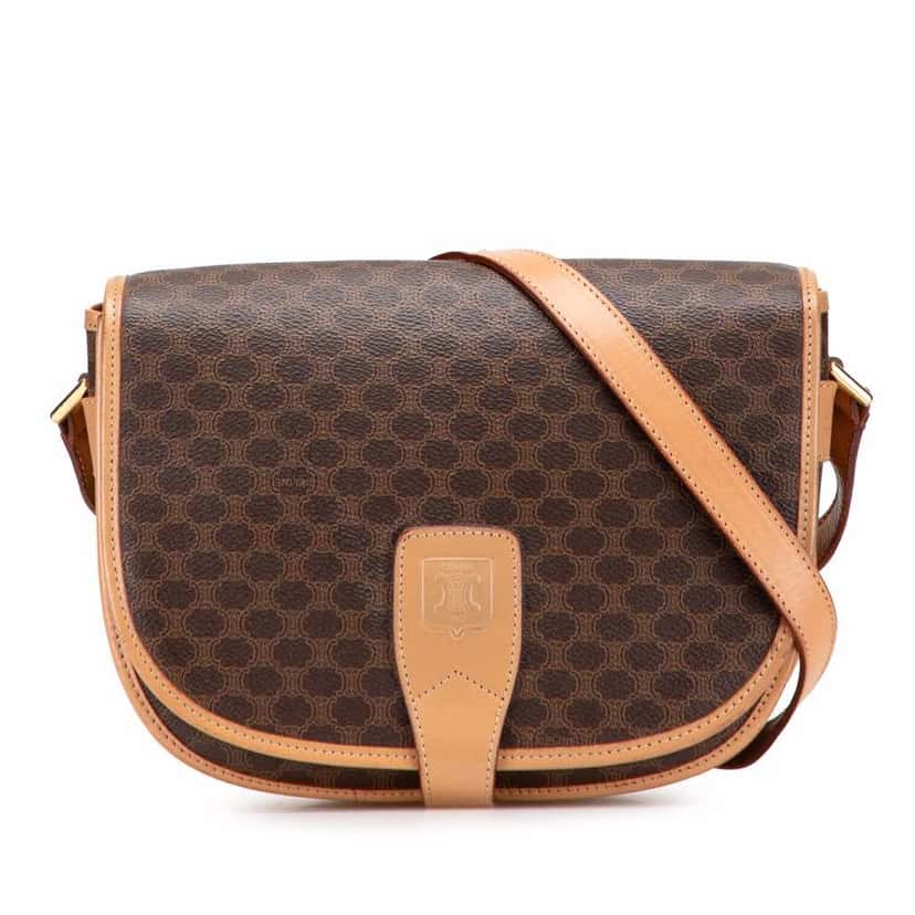 Celine Macadam Coated Canvas Crossbody Brown Canvas Good condition - Front View