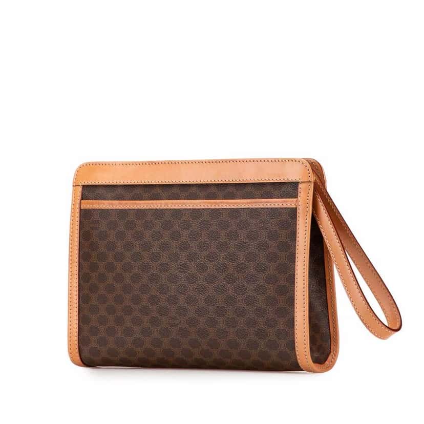 Celine Macadam Coated Canvas Clutch Brown Canvas Good condition - Back View