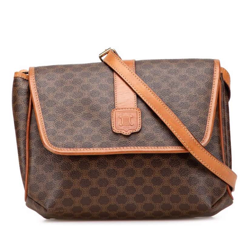 Celine Macadam Coated Canvas Crossbody Brown Canvas Good condition - Front View