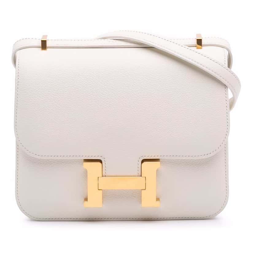 Hermès Mini Evercolor Constance 18 White Leather Good condition - Front View