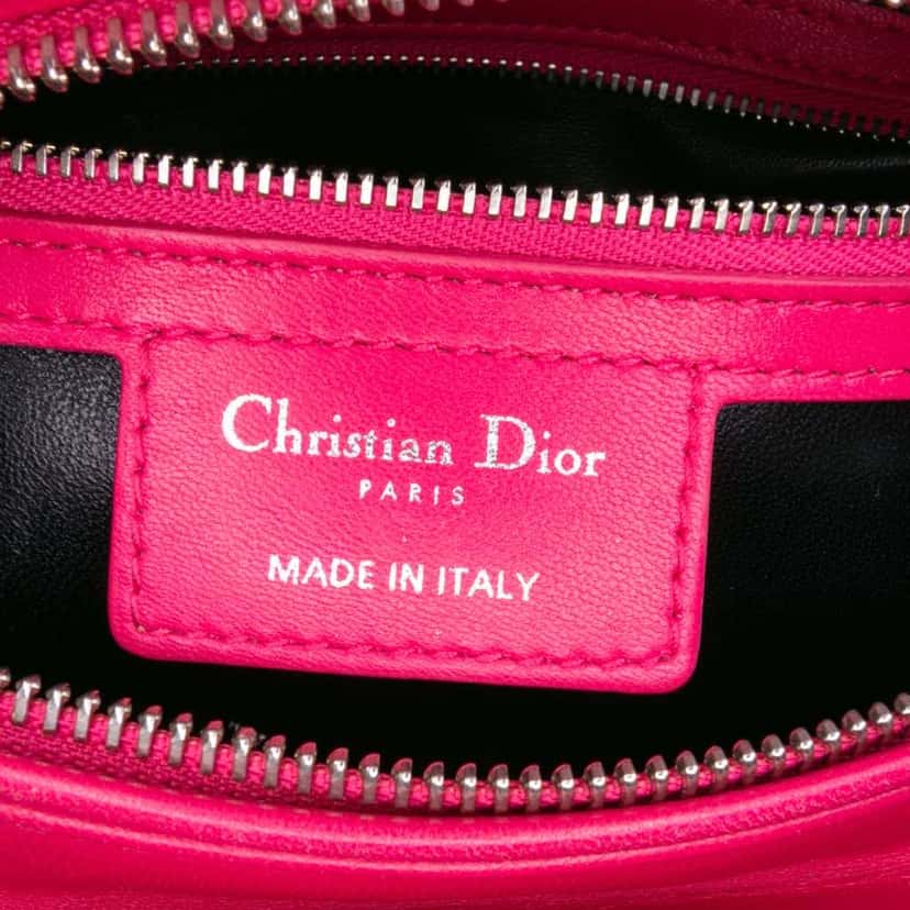Dior Large Tricolor Lambskin Cannage Lady Dior Pink Leather Very good condition - Box View