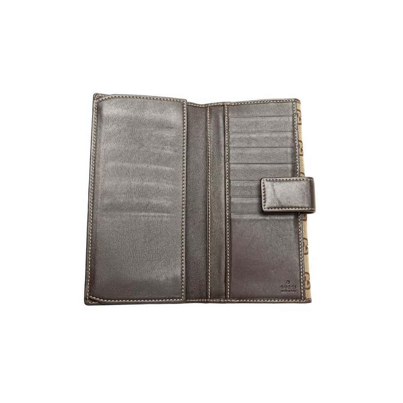 Gucci GG Canvas Guccioli Brando Chihuahua Continental Wallet Brown Canvas Good condition - Model View