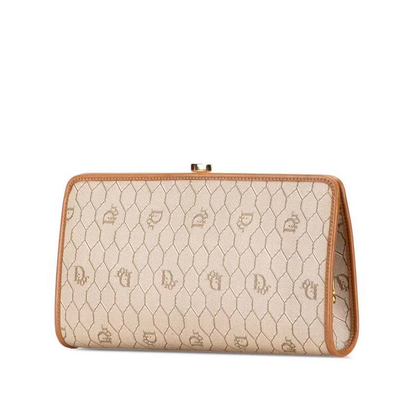 Dior Honeycomb Coated Canvas Clutch Brown Canvas Good condition - Back View