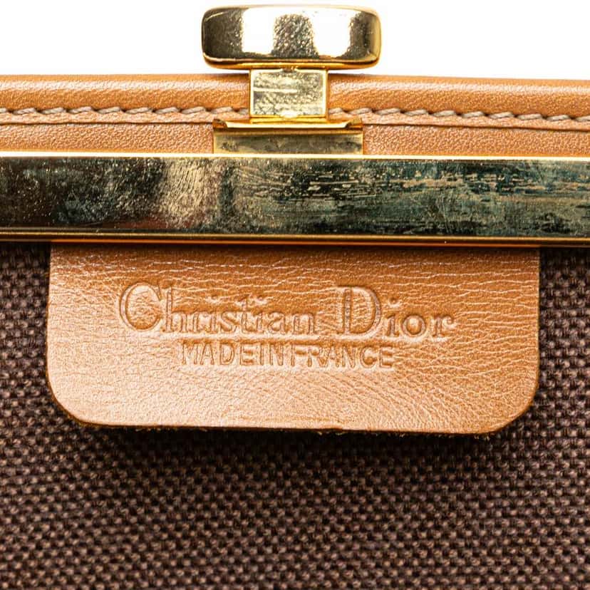 Dior Honeycomb Coated Canvas Clutch Brown Canvas Good condition - Box View
