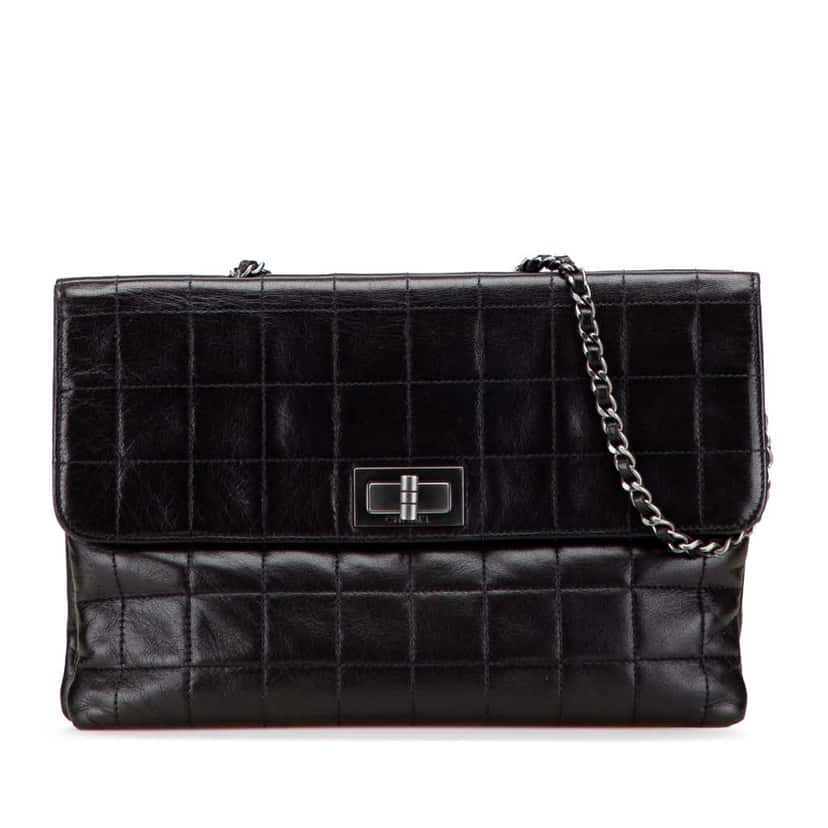 Chanel Chocolate Bar Lambskin Reissue Multipocket Flap Black Leather Good condition - Front View