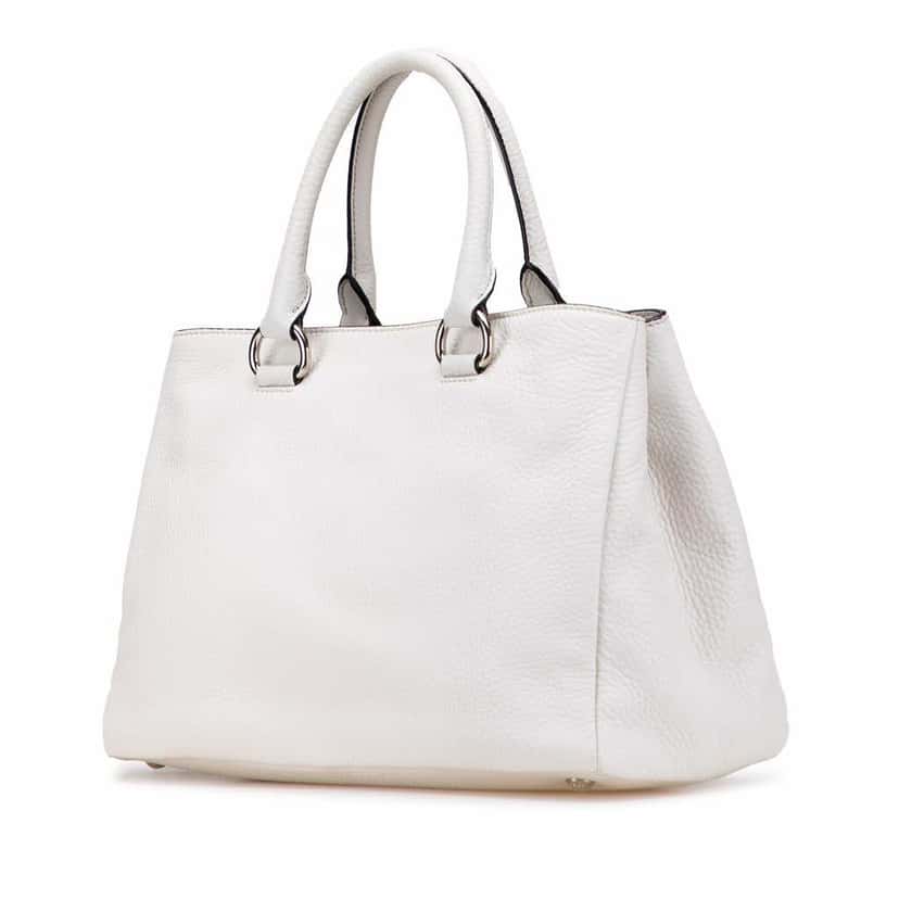 Prada Vitello Daino Open Convertible Tote White Leather Good condition - Back View