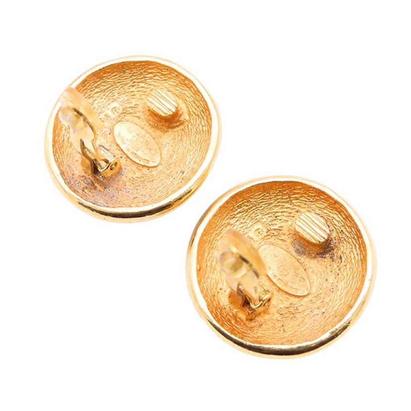 Chanel Gold Plated CC Sunburst Clip On Earrings Gold Metal Good condition - Back View